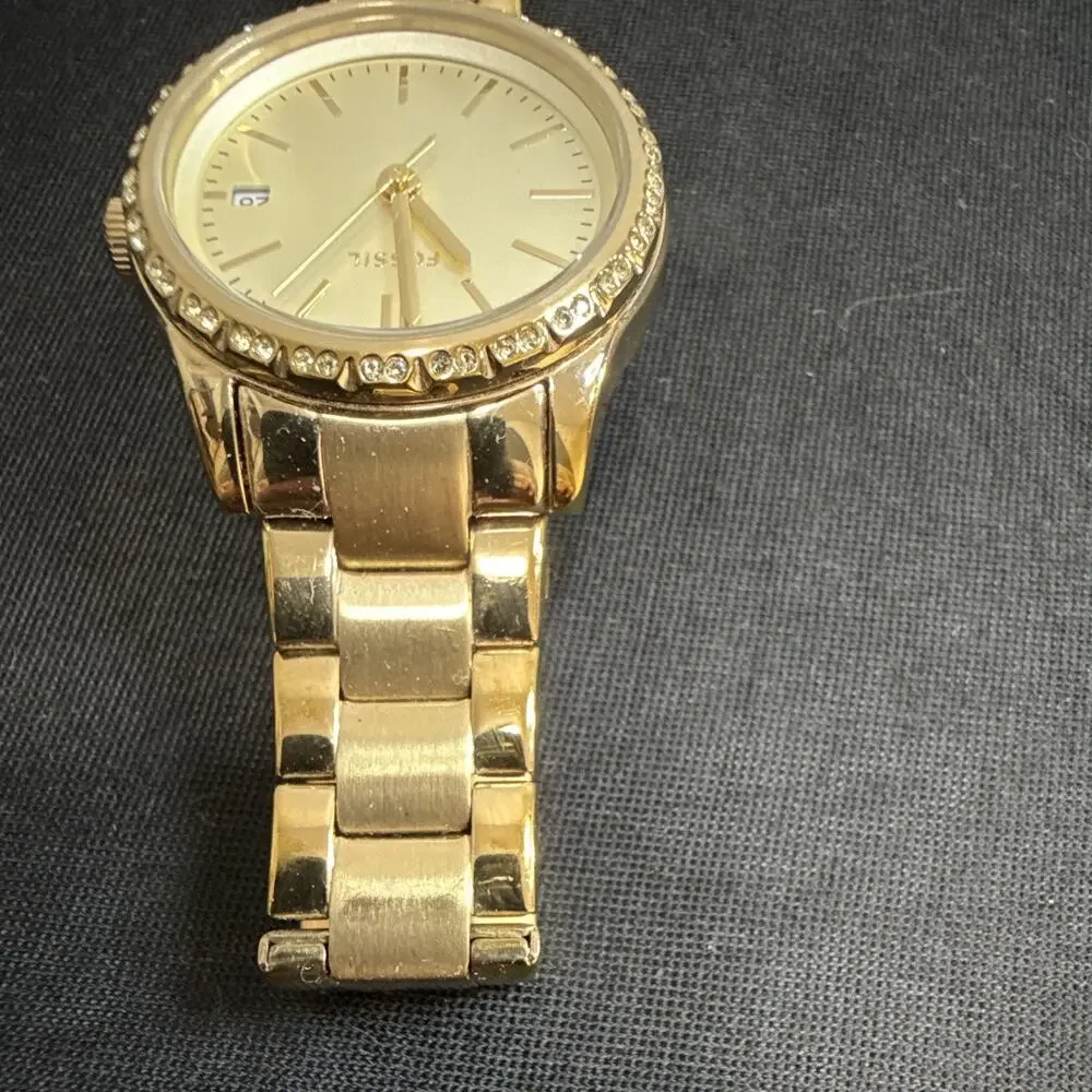 Fossil Women's BQ-3375 Wristwatch New Battery 5.75” Band 34mm Case Gold (G19)
